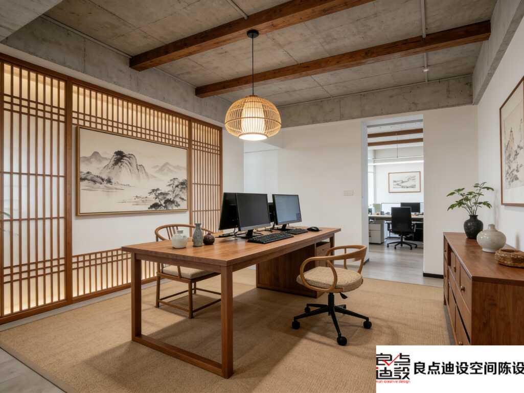 谁懂啊!新中式办公室装修软装设计美到想天天加班(附设计思路)